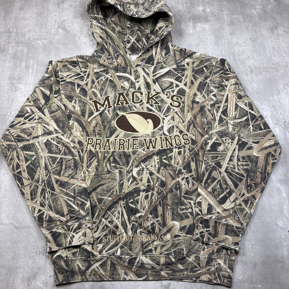 Mack's Prairie Wings Camo Hoodie Mens Small Duck Hunting Realtree Pullover USA